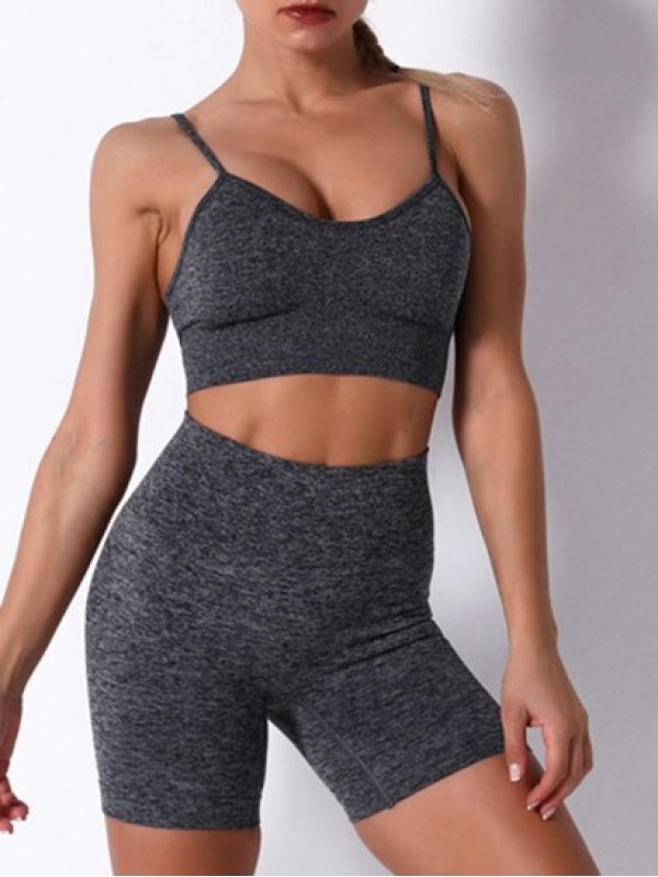 Padded High Waisted Sports Shorts Set