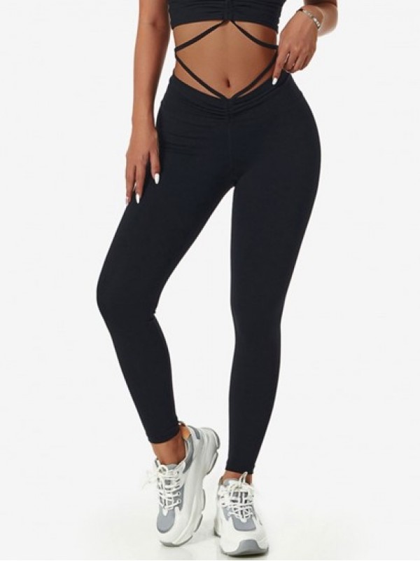 Cinched String-style Ruched Butt Lifting Sports Leggings