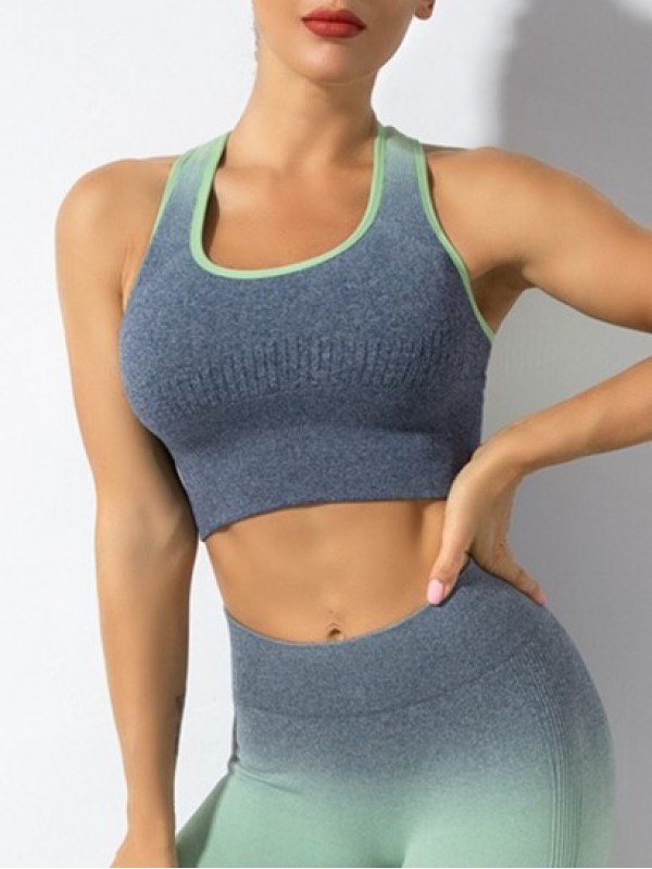 Ombre Colorblock Racer Back Sports Bra