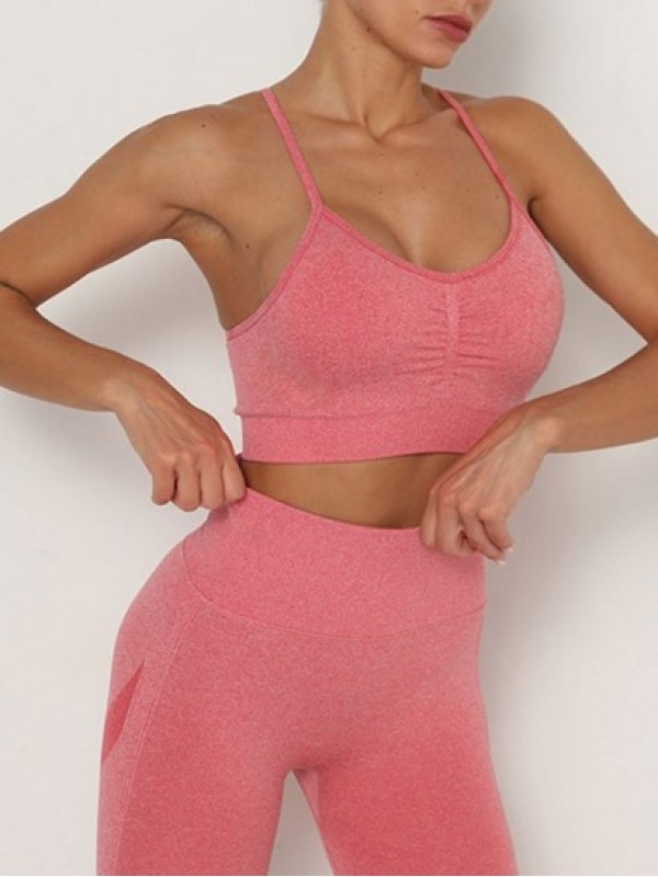 Absorb Sweat Racerback Ruched Sports Bra