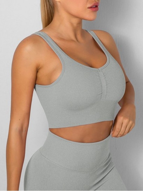 Ruched Ribbed Seamless Sports Bra