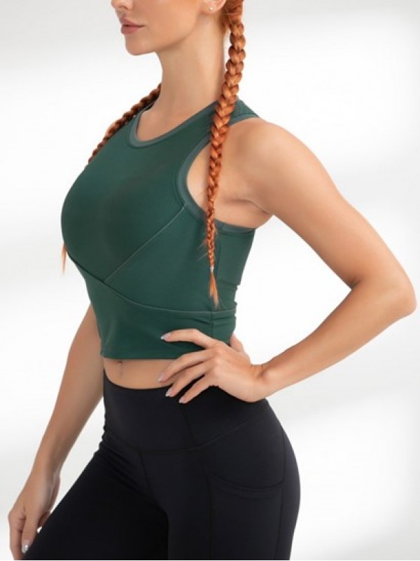 Solid Color Ribbed Running Tank Top