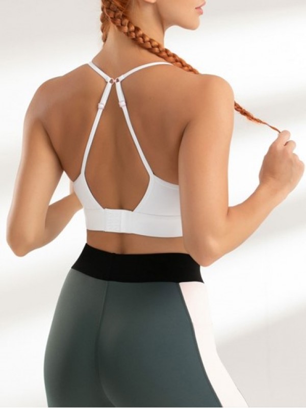 Strappy Back Solid Gym Sports Bra