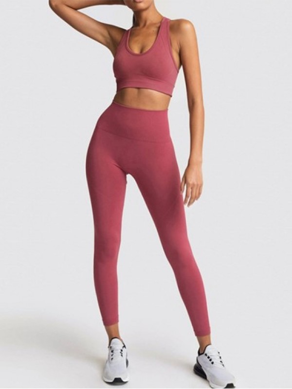 Knit Tank Top And Seamless Yoga Sport Leggings Set