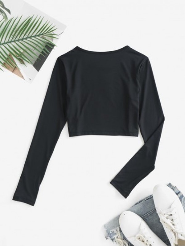 Cropped Thumbhole Long Sleeve Sports Top