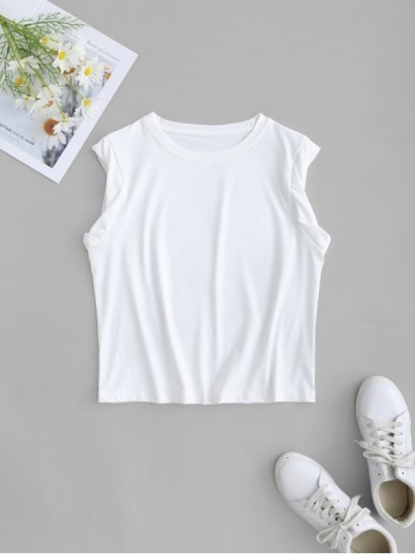 Absorbent Solid Color Crew Neck Sleeveless Sport Tank Top