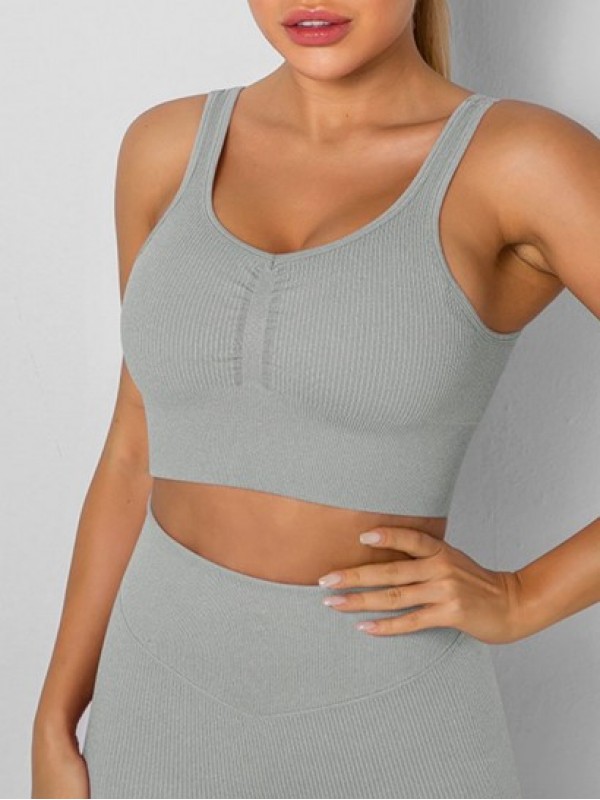 Ruched Ribbed Seamless Sports Bra