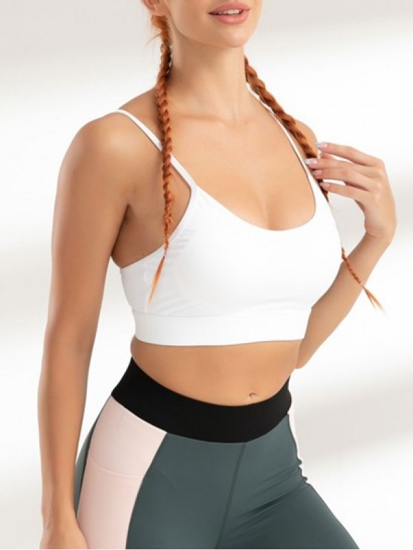 Strappy Back Solid Gym Sports Bra