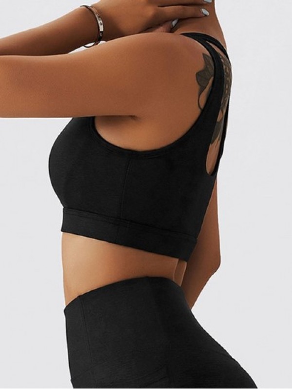 One Shoulder Cutout Padded Cropped Yoga Sports Gym Bra