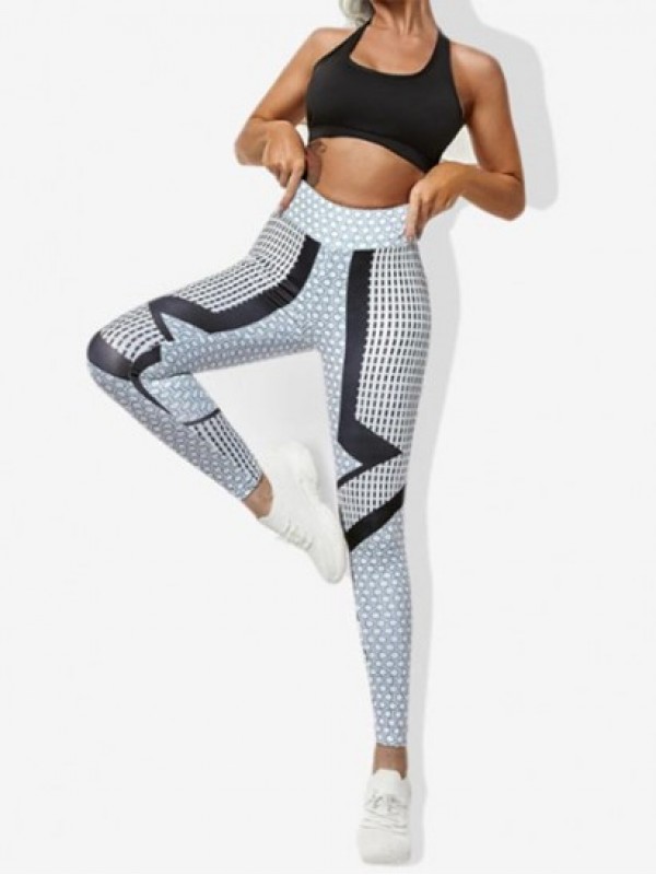 Color Block Geometric Pattern Yoga Leggings