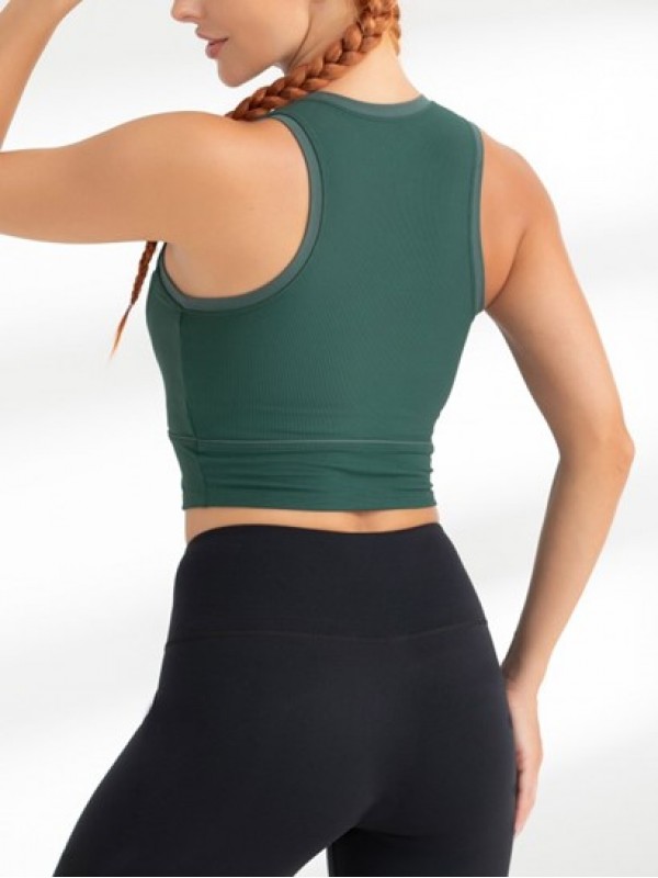 Solid Color Ribbed Running Tank Top