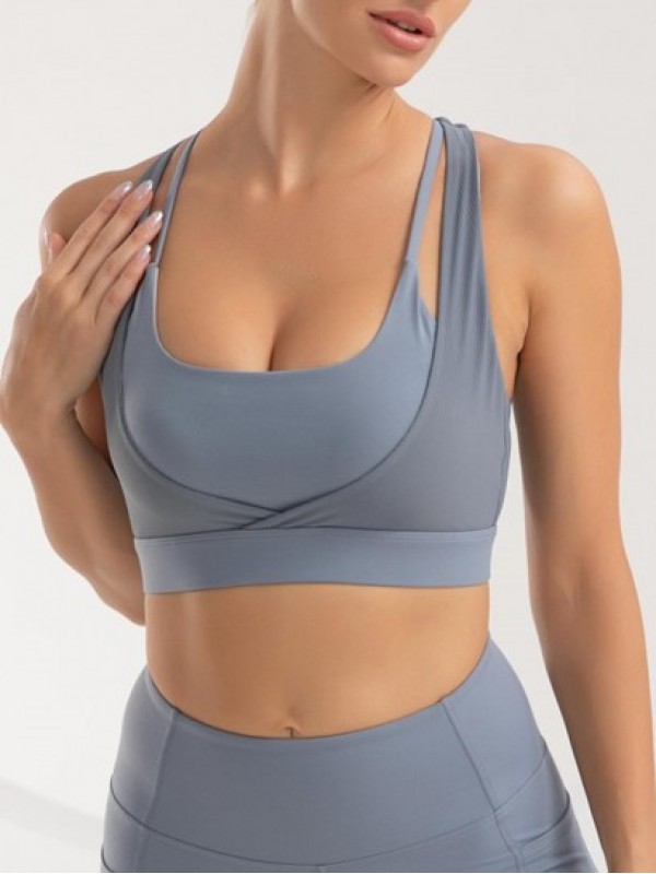 Racerback Ribbed Colorblock 2 In 1 Sports Bra