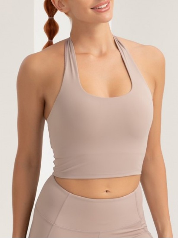 Halter Ruched Back Sports Bra